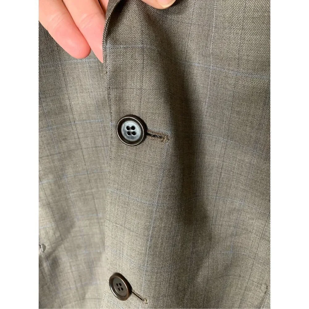 Loro Piana wool blazer suit jacket brown pattern men's size 58